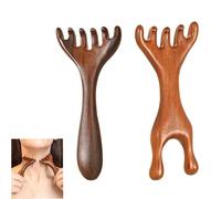 Pettine di massaggio meridiano a sei artiglie, pettine massaggiatore del cuoio capelluto in legno di sandalo, pettine meridiano, pettini di denti larghi per le donne (2PCS b)