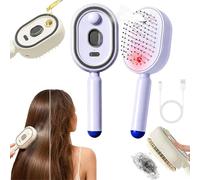 Pettine elettrico a cuscino d'aria con spruzzo e massaggio, spazzola for capelli con getto d'acqua, autopulente anti-groviglio e antistatico, controllo dell'effetto crespo(Purple)