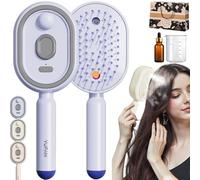 Pettine elettrico a cuscino d'aria per donne, spray elettrico e spazzola per capelli massaggiante, pettine spray multifunzionale con serbatoio d'acqua ricaricabile (viola)