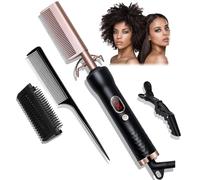 Pettine Elettrico per Capelli, Hot Comb, Hot Comb for Wigs, Pettine Piastra, Pettine Elettrico con LCD 120-230°C, Piastra per Capelli, Pettine Barba, Spazzola Lisciante per Capelli