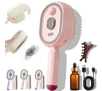 Pettine elettrico per massaggio spray per capelli senza crespo, rosa x 1 | La terapia della luce rossa e lo spray a nebbia fine si combinano in un design senza fili autopulente per una cura completa