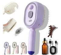 Pettine elettrico per massaggio spray per capelli senza crespo, viola * 1 | La terapia della luce rossa e lo spray a nebbia fine si combinano in un design senza fili autopulente per una cura completa