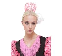 Pettine Fiammingo Grande Clip Fiore per Capelli Donna Confezione 2 Pezzi Accessori Festa Siviglia Fiera Andalusa Costume Regionale Fiammingo (Rosa Bianco, Grande)