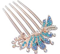 Pettine for capelli Accessori for da sposa con strass laterale Fermaglio for donna(Blue)
