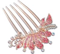 Pettine for capelli Accessori for da sposa con strass laterale Fermaglio for donna(Pink)