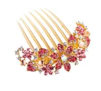 Pettine for capelli Accessori for da sposa Fiore strass laterale Fermagli for decorativi for le donne Prom(Purple)