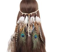 Pettine for capelli con piume colorate bohemien for donne con fermagli for capelli con treccia e dreadlock(R)
