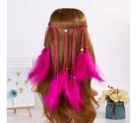 Pettine for capelli con piume colorate bohemien for donne con fermagli for capelli con treccia e dreadlock(O)