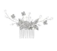 Pettine for capelli da sposa con fiori in ceramica bianca morbida, pettine for capelli con fiori in cristallo di diamante, pettine laterale, copricapo da sposa