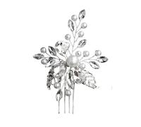 Pettine for capelli fatto a mano con perle e strass, accessori for capelli da sposa, forcina floreale con cristalli bianchi for damigella d'onore(White 2)