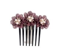 Pettine for capelli Fiore Disco for capelli Pettine in filato di seta Forcina for capelli for donna adulta Accessori for capelli con perle Forcina for capelli Pettine a sette denti Parte posteriore de