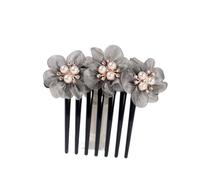 Pettine for capelli Fiore Disco for capelli Pettine in filato di seta Forcina for capelli for donna adulta Accessori for capelli con perle Forcina for capelli Pettine a sette denti Parte posteriore de