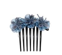 Pettine for capelli, forcina for capelli, copricapo antiscivolo, pettine con frangia, pettine con forcina rotta, fascia for capelli in cristallo abbinata for le donne(Blue)