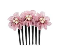 Pettine for capelli in filato di seta con perle, piastra for capelli, for adulti, con fiori di rosa, accessori for capelli, forcina for capelli, pettine a sette denti, parte posteriore della testa for