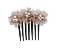 Pettine for capelli in filato di seta con perle, piastra for capelli, for adulti, con fiori di rosa, accessori for capelli, forcina for capelli, pettine a sette denti, parte posteriore della testa for