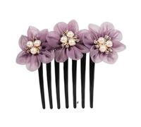 Pettine for capelli in filato di seta con perle, piastra for capelli, for adulti, con fiori di rosa, accessori for capelli, forcina for capelli, pettine a sette denti, parte posteriore della testa for