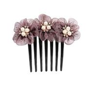 Pettine for capelli in filato di seta con perle, piastra for capelli, for adulti, con fiori di rosa, accessori for capelli, forcina for capelli, pettine a sette denti, parte posteriore della testa for