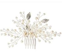 Pettine for capelli laterale in metallo pavone dorato 2 pezzi Accessori for da sposa in stile cinese Pettini laterali for fermagli for in velo(Silver)