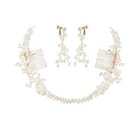 Pettine for gioielli da sposa, orecchini di perle fatti a mano, coppia di fiori in ceramica morbida, copricapo da sposa