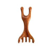 Pettine for massaggio meridiano in legno di sandalo dorato naturale, massaggiatore for la testa antistatico a 6 artigli, massaggio alla testa Gua Sha, favorisce la circolazione sanguigna(A)