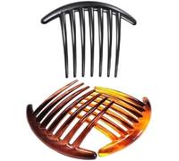 Pettine francese a 7 denti, 3 fermagli per capelli in plastica, pettini laterali per capelli, accessorio per capelli per donne e ragazze, accessori per capelli (nero e marrone)