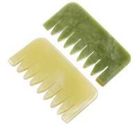 Pettine Gua Sha di Naturale 2 Pezzi Verde e Giallo Pettini Portatili per Massaggio Testa Massaggio Profondo in Pelle Capelluto per Alleviare Tensione e Migliorare Energia