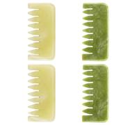 Pettine Gua Sha per Chioma in Jade 4 Pezzi per Massaggio | Design Ergonomico, Portatile e Versatile, Finitura Lucida, Uso in Casa e Nelle Pause Ufficio