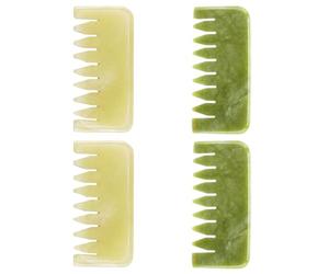 Pettine Gua Sha per Chioma in Jade 4 Pezzi per Massaggio | Design Ergonomico, Portatile e Versatile, Finitura Lucida, Uso in Casa e Nelle Pause Ufficio