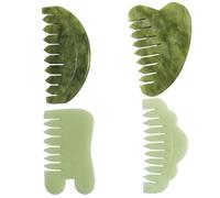 Pettine in giada naturale 4 pezzi 4 stili cuoio capelluto Gua Sha pettine antistress Gua Sha liscio massaggiatore per cuoio capelluto in giada per testa viso mano braccio gamba