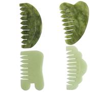 Pettine in giada naturale 4 pezzi 4 stili cuoio capelluto Gua Sha pettine antistress Gua Sha liscio massaggiatore per cuoio capelluto in giada per testa viso mano braccio gamba regali