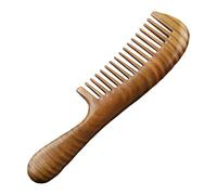 Pettine in legno con denti larghi, bigodini a pettine fatto a mano, pettine ergonomico riccio, stimolatore del cuoio capelluto, pettine districante in legno di sandalo per viaggi scolastici