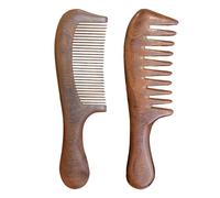 Pettine in legno di sandalo, pettine per capelli in legno di sandalo, pettine a denti larghi in legno, pettine per capelli a denti fini, pettini naturali fatti a mano, set di 2 pettini per capelli