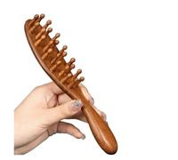 Pettine in legno di sandalo, testa meridiana, manico lungo, multifunzione, inserto per massaggi dentali