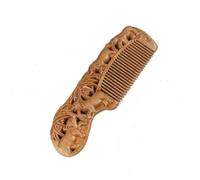 Pettine in legno naturale di pesca da 17,5 cm, realizzato a mano, decorativo, intagliato, scava fuori pettini per capelli