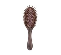 Pettine in legno per massaggio del cuoio capelluto, senza capelli, ovale, con cuscino d'aria, strumento per lo styling (marrone)