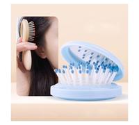 Pettine in plastica Mini cuscino d'aria Specchio massaggiante Spazzola for capelli districante Un pettine pieghevole portatile adatto a varie acconciature(Blauw)