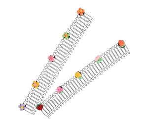 Pettine Invisibile per Chioma 2 Pezzi in Metallo e Silicone | Forma Fiore e Frutta, Stile Cute per Bambine e Ragazze, Tiene i Chioma Ribelli in Ordine