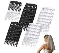 Pettine laterale francese - 24 pettini per capelli francesi | Pettini decorativi per capelli neri e trasparenti, per veli da sposa, acconciature quotidiane, matrimoni, balli, feste