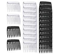 Pettine laterale francese - Pettine francese 24 pezzi Pettine a velo | da donna, pettini per capelli decorativi neri e trasparenti per lo stile quotidiano, veli da sposa