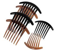 Pettine Laterale Inserto per Chioma in Acrilico 7 Denti, 10 Pezzi | Design Classico ed Elegante, Portatile per Uso Quotidiano, Nero e Caffè, per Donna