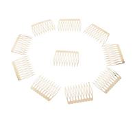 Pettine laterale per capelli, in metallo, 10 denti, colore oro, 10 pezzi
