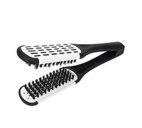 Pettine lisciante spazzola per capelli doppia spazzola lisciante, spazzola per capelli doppia lisciatura pettine a forma di V pettine antistatico resistente al calore con manico strumento da