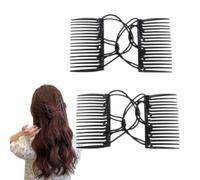 Pettine magico creativo vintage, fermaglio per capelli con disco elastico, fermagli per pettini elastici a doppia faccia, fermaglio per pettini regolabili per capelli Accessori per (2 pezzi -Nero)