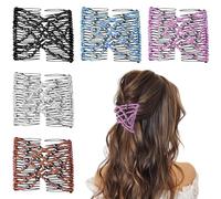 Pettine magico elastico regolabile, per donne e ragazze, senza pieghe, accessori vintage per chignon ricci, spessi, ondulati, coda di cavallo, 5 pezzi