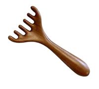Pettine Massaggiante a Cinque Denti per Cuoio Capelluto in Legno | Colore Caffè, Uso Casa e Ufficio, Design Portatile, Massaggio Agopuntura e Sollievo Dalla Fatica