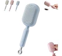 Pettine massaggiante con cuscino retrattile, spazzola per capelli autopulente, spazzole antistatiche pulibili con un solo gesto, per lo styling dei capelli adatti a tutti i tipi di capelli (blu)