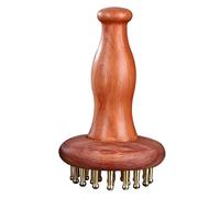 Pettine Massaggiante Cuoio Capelluto Spazzola Manico Legno Testina Rame
