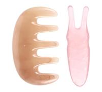 Pettine Massaggiante Guasha a 5 Denti Rosa in Resina, 2 Pezzi