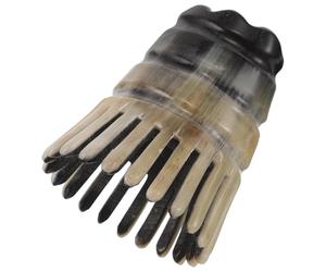 Pettine Massaggiante in Corno Nero per Cuoio Capelluto Ergonomico | Struttura Meridiana, Rilassamento dei Nervi, Portatile, per Donne e Famiglia, Nero