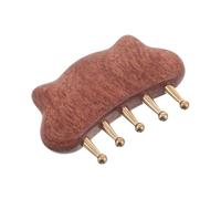 Pettine Massaggiante in Legno con Cinque Denti in Ottone | Cuoio Capelluto e Viso, Impugnatura Antiscivolo, Uso Casa o Ufficio, Colore Marrone